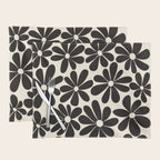 Retro Groovy Black & White Flowers Placemat Gallery Image 1