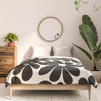 Retro Groovy Black & White Flowers Comforter Gallery Image 3