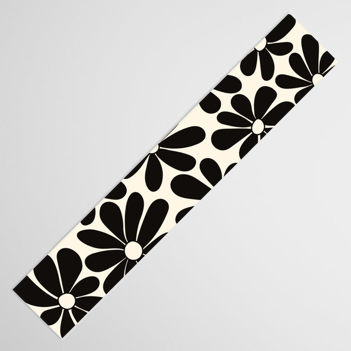 Retro Groovy Black & White Flowers Table Runner Gallery Image 3