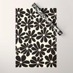 Retro Groovy Black & White Flowers Wrapping Paper Gallery Image 1