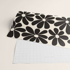 Retro Groovy Black & White Flowers Wrapping Paper Gallery Image 2