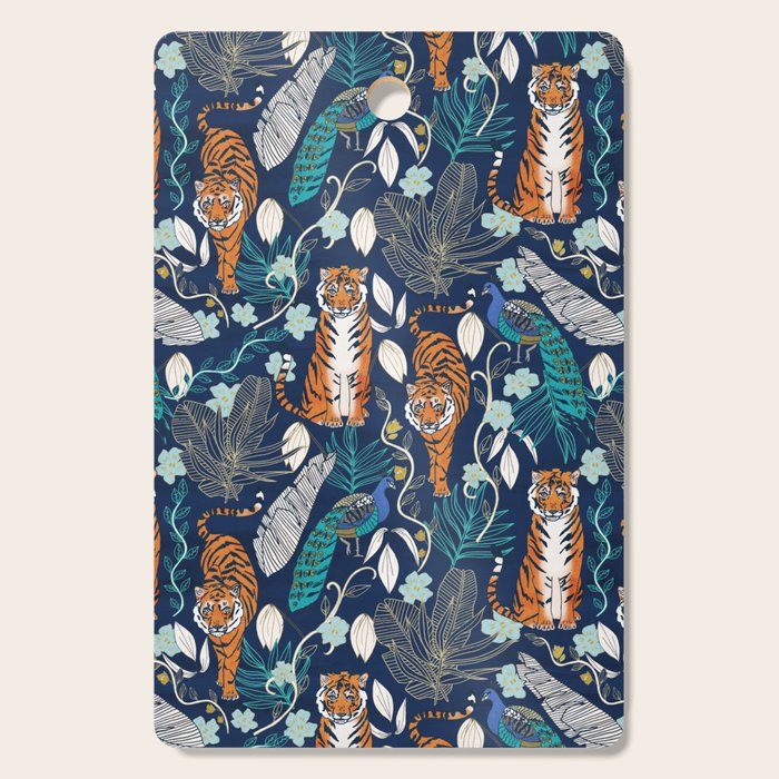 Tiger Toile on Navy Cutting Board Gallery Image 1