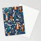 Tiger Toile on Navy Stationery Card Gallery Image 2