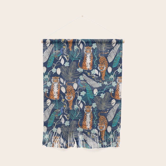 Tiger Toile on Navy Wall Hanging Gallery Image 1