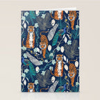 Tiger Toile on Navy Stationery Card Gallery Image 2