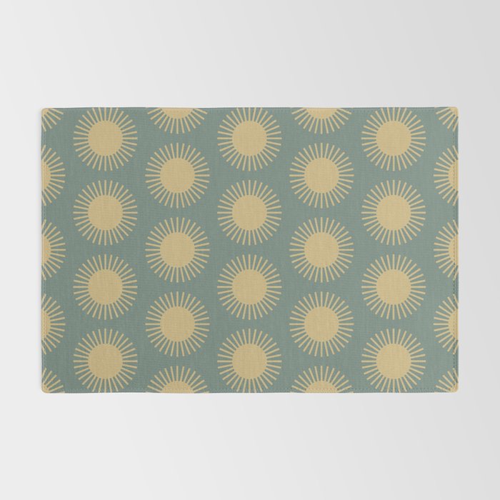 Boho Summer Sun Pattern XVI Neutral Earthy Sage Yellow Rug Gallery Image 2