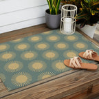 Boho Summer Sun Pattern XVI Neutral Earthy Sage Yellow Outdoor Rug Gallery Image 2