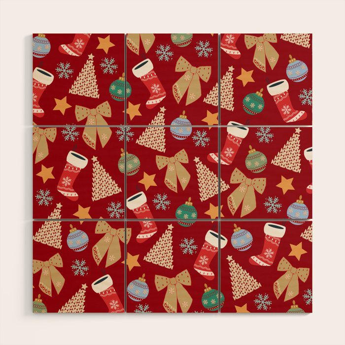 Cute Christmas Red Wood Wall Art Gallery Image 1