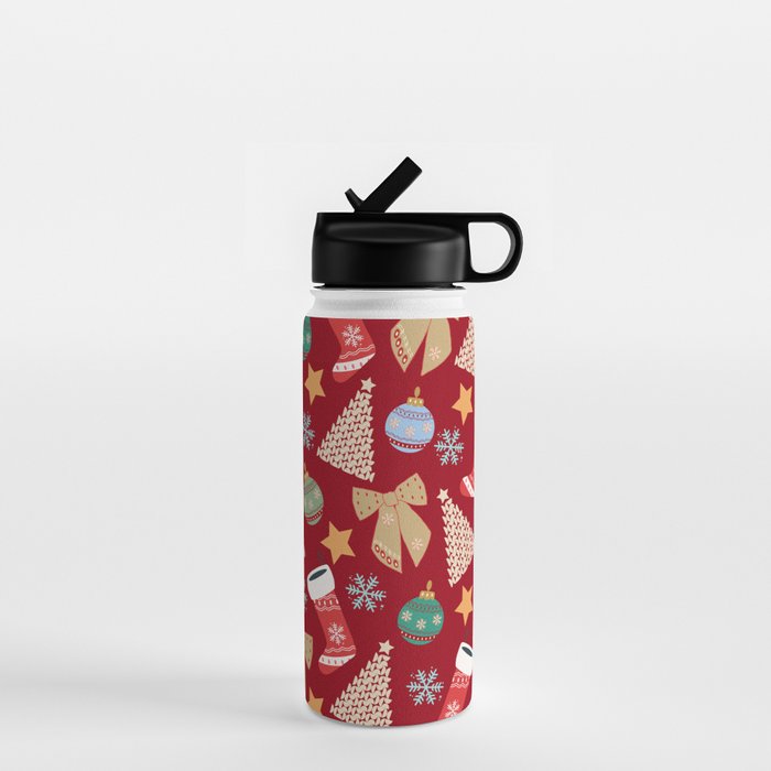 Cute Christmas Red Water Bottle Gallery Image 1