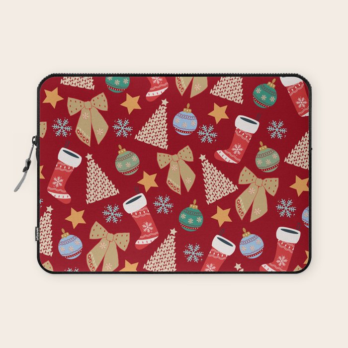Cute Christmas Red Laptop Sleeve Gallery Image 1