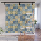 Retro Flowers Check Pattern VII Wall Mural Gallery Image 1