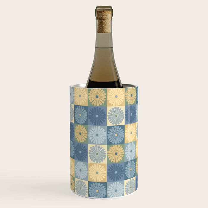 Retro Flowers Check Pattern VII Wine Chiller Gallery Image 3