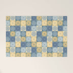 Retro Flowers Check Pattern VII Welcome Mat Gallery Image 1