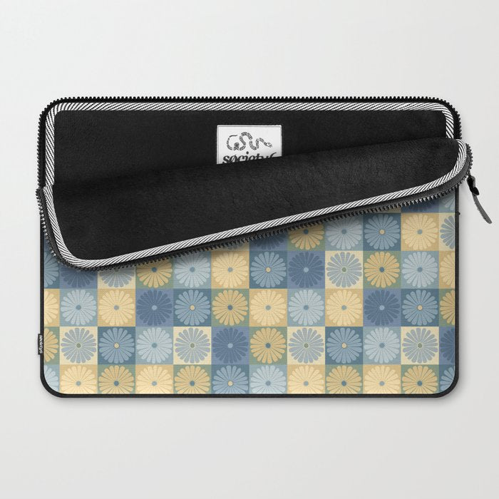 Retro Flowers Check Pattern VII Laptop Sleeve Gallery Image 2