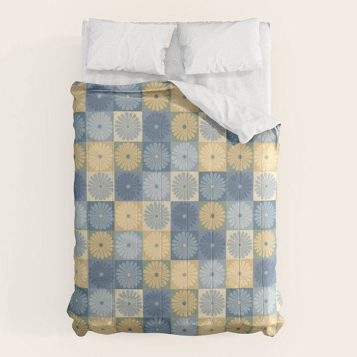 Retro Flowers Check Pattern VII Comforter Gallery Image 6