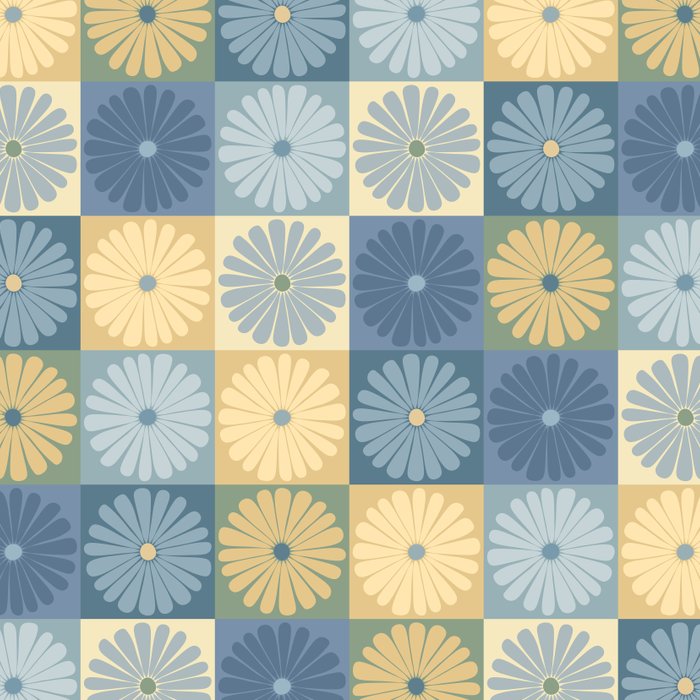 Retro Flowers Check Pattern VII Coffee Mug Gallery Image 2