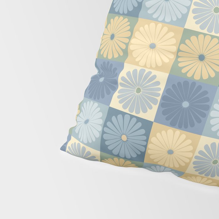Retro Flowers Check Pattern VII Pillow Sham Gallery Image 4
