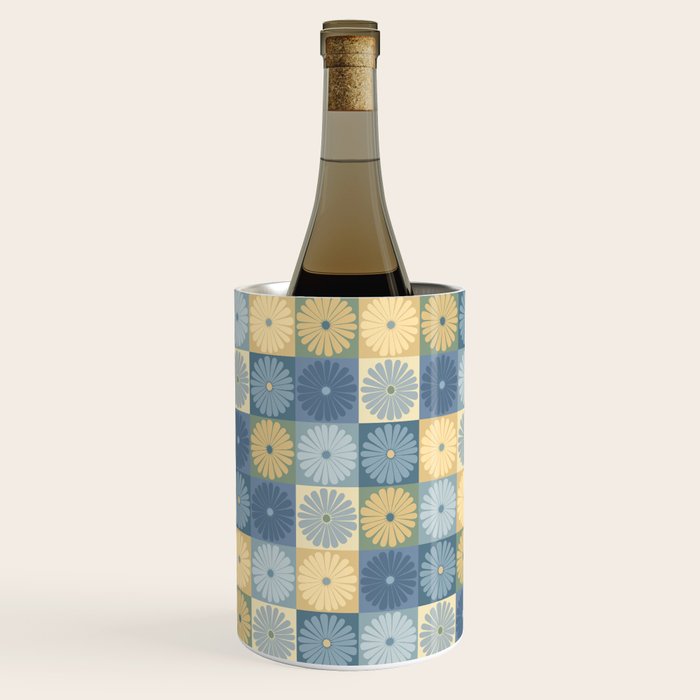 Retro Flowers Check Pattern VII Wine Chiller Gallery Image 2