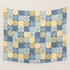 Retro Flowers Check Pattern VII Wall Tapestry Gallery Image 4