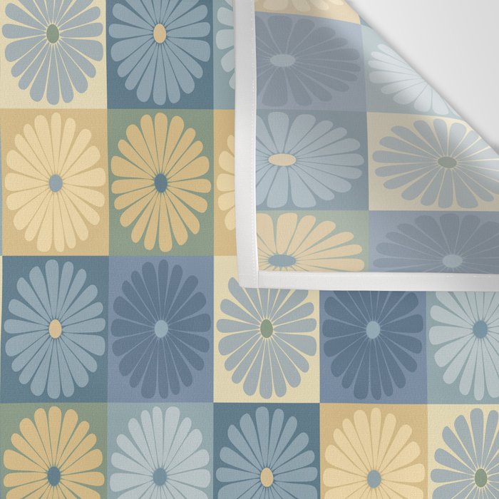 Retro Flowers Check Pattern VII Wall Tapestry Gallery Image 3