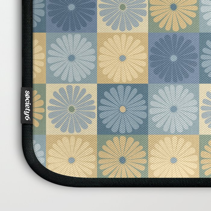 Retro Flowers Check Pattern VII Laptop Sleeve Gallery Image 3
