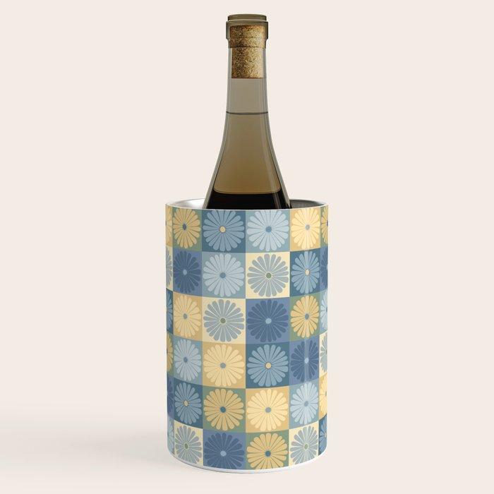Retro Flowers Check Pattern VII Wine Chiller Gallery Image 1