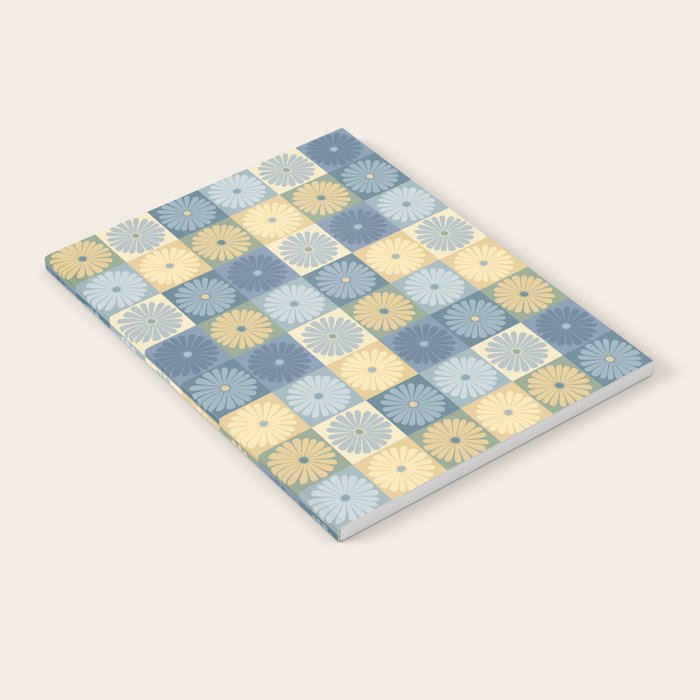 Retro Flowers Check Pattern VII Notebook Gallery Image 2
