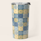 Retro Flowers Check Pattern VII Travel Mug Gallery Image 2