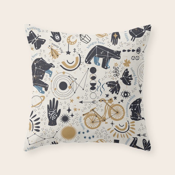 Happy nordic crypto-astrology Throw Pillow Gallery Image 6