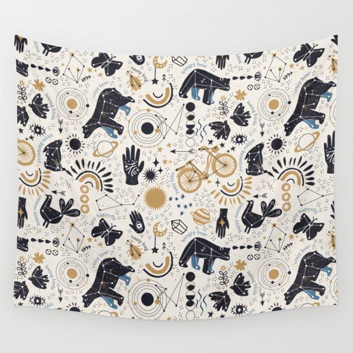 Happy nordic crypto-astrology Wall Tapestry Gallery Image 1
