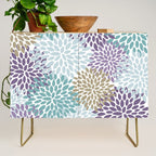 Floral Blooms, Purple, Teal, Gold Credenza Gallery Image 1