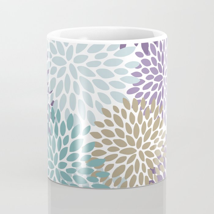 Floral Blooms, Purple, Teal, Gold Coffee Mug Gallery Image 4
