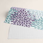 Floral Blooms, Purple, Teal, Gold Wrapping Paper Gallery Image 2