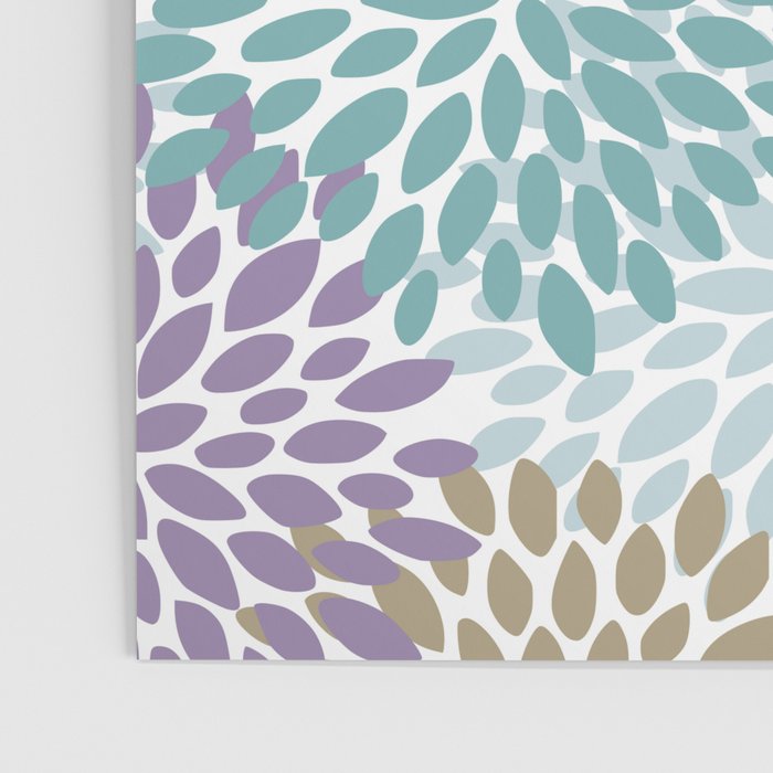 Floral Blooms, Purple, Teal, Gold Poster Gallery Image 3
