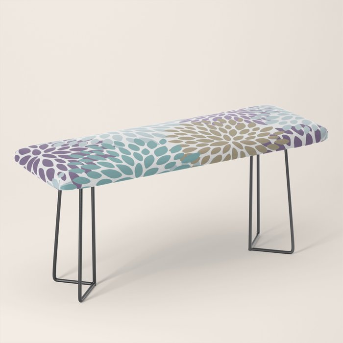 Floral Blooms, Purple, Teal, Gold Bench Gallery Image 1