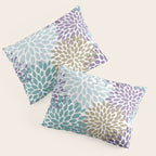 Floral Blooms, Purple, Teal, Gold Pillow Sham Gallery Image 3