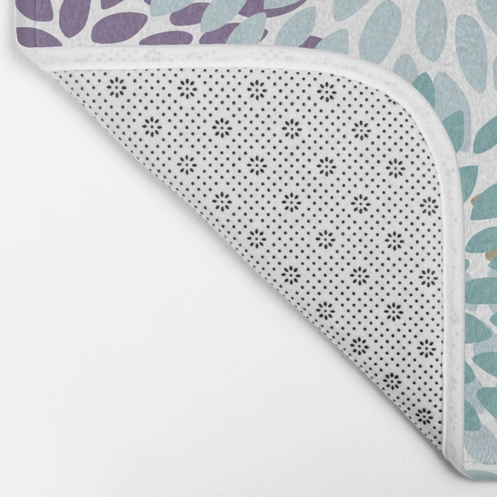 Floral Blooms, Purple, Teal, Gold Bath Mat Gallery Image 2