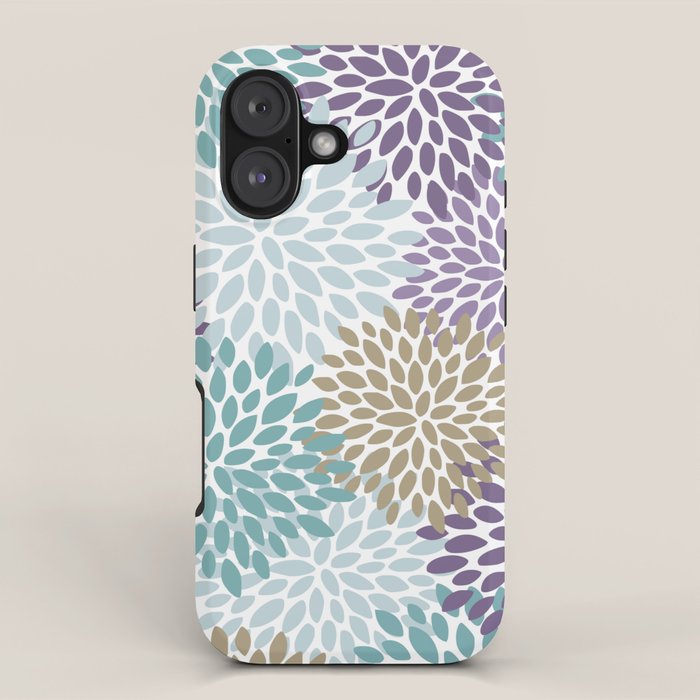Floral Blooms, Purple, Teal, Gold iPhone Case Gallery Image 1