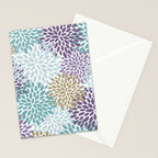 Floral Blooms, Purple, Teal, Gold Stationery Card Gallery Image 2