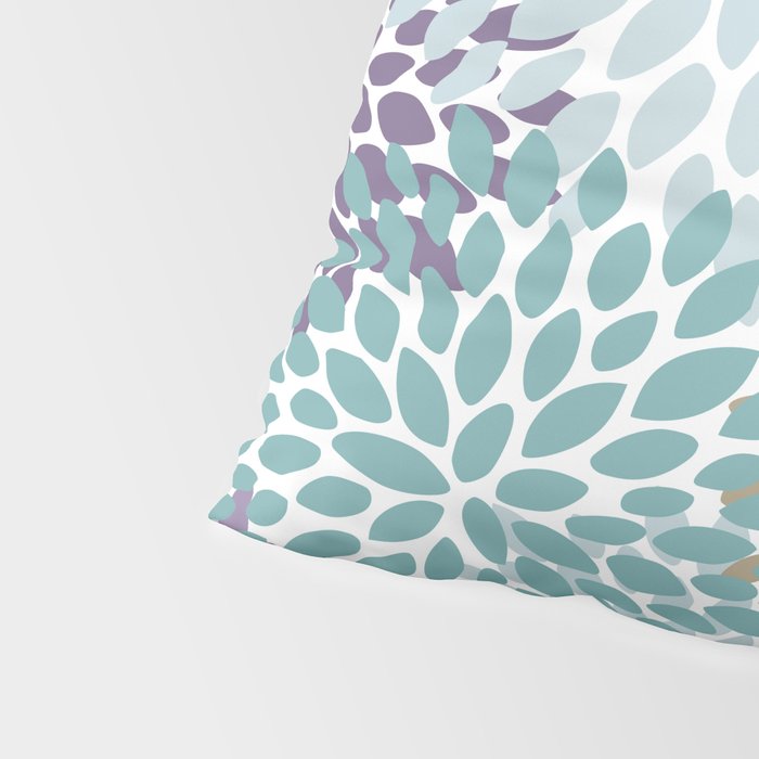 Floral Blooms, Purple, Teal, Gold Pillow Sham Gallery Image 4