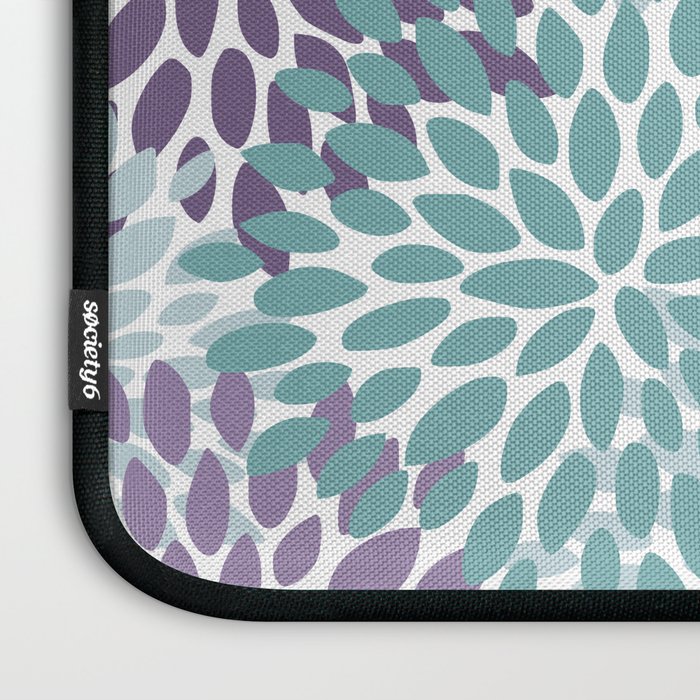 Floral Blooms, Purple, Teal, Gold Laptop Sleeve Gallery Image 3