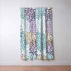Floral Blooms, Purple, Teal, Gold Window Curtain Gallery Image 3