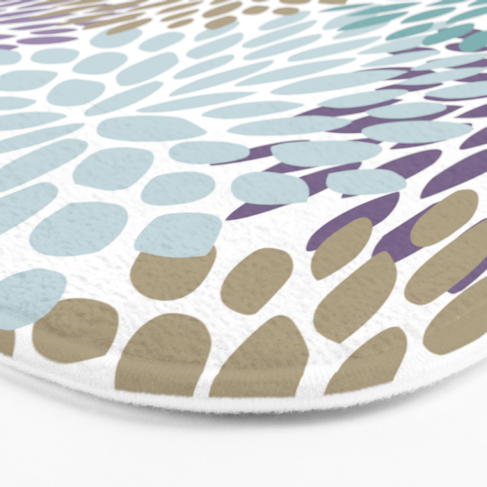 Floral Blooms, Purple, Teal, Gold Bath Mat Gallery Image 3