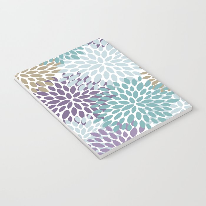 Floral Blooms, Purple, Teal, Gold Notebook Gallery Image 3