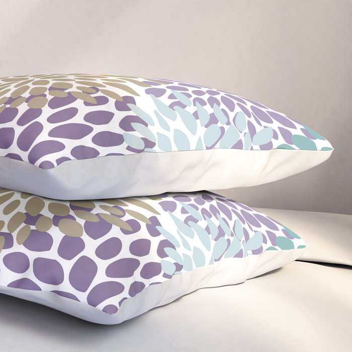 Floral Blooms, Purple, Teal, Gold Pillow Sham Gallery Image 3