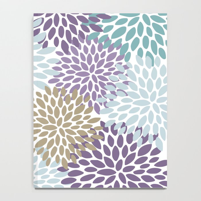 Floral Blooms, Purple, Teal, Gold Notebook Gallery Image 4