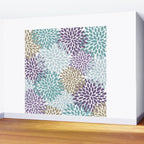 Floral Blooms, Purple, Teal, Gold Wall Mural Gallery Image 2