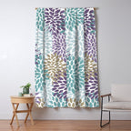 Floral Blooms, Purple, Teal, Gold Window Curtain Gallery Image 5