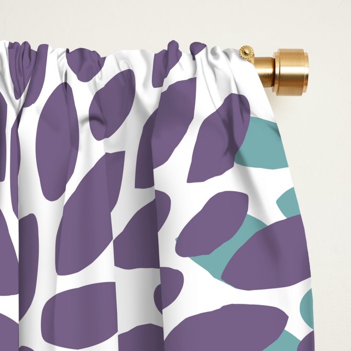 Floral Blooms, Purple, Teal, Gold Window Curtain Gallery Image 2