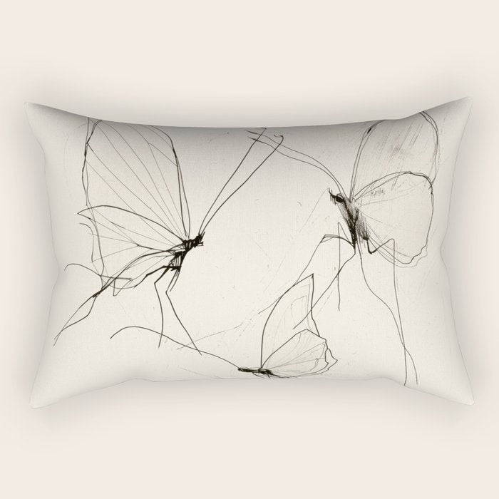 Minimal Butterfly Sketch Rectangular Pillow Gallery Image 1